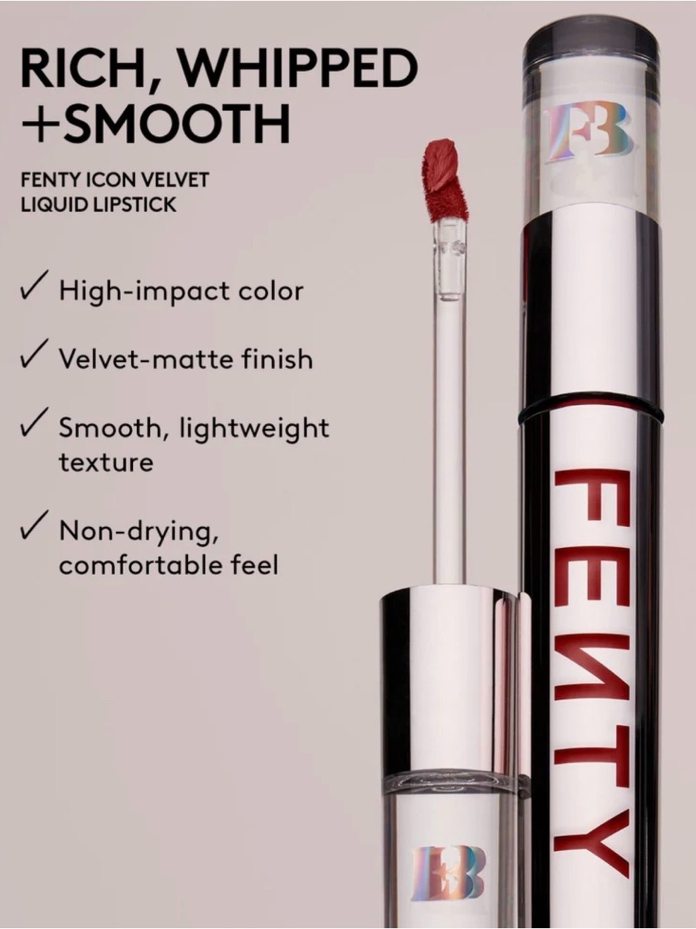 NIB Fenty Icon Velvet Liquid Lipstick - Fiyaproof (Maple Red) - size 5.5g - Picture 4 of 7